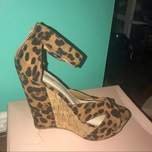 Cheetah print wedge heels